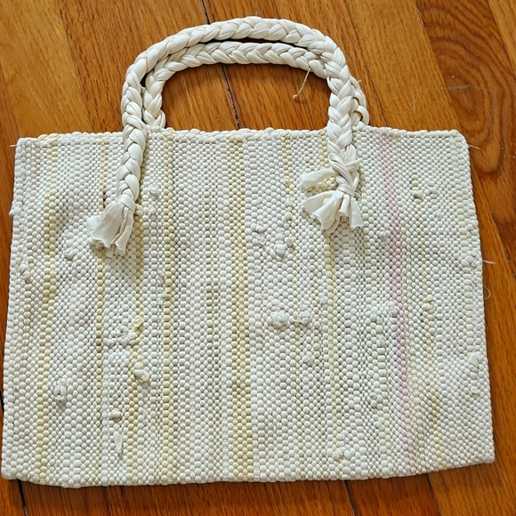 Handcrafted Yellow, Cream, and Pink Tote Bag - Picture 2 of 4